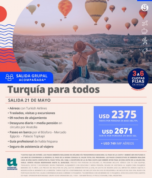 Turqua para todos salida grupal acompaada