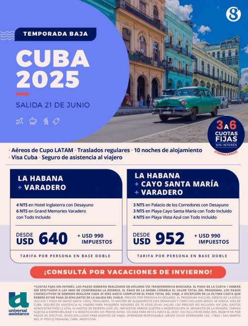 Cuba 2025 Temporada baja Cupos Confirmados