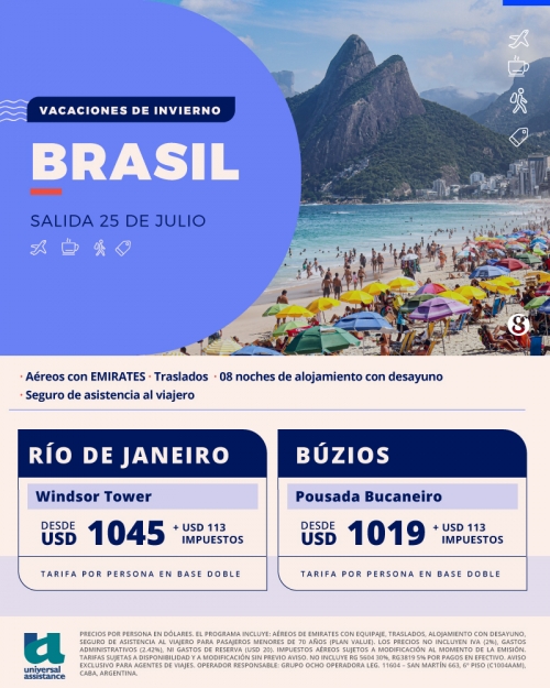 Rio y Buzios Vacaciones de Invierno 2025 Cupos Ok